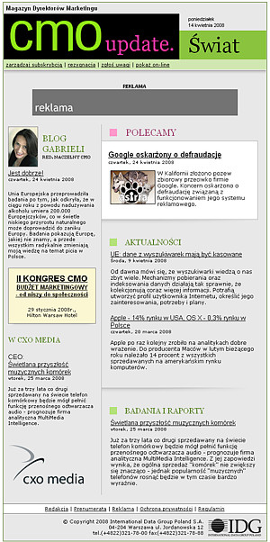 Nesletter CMO - projekt graficzny