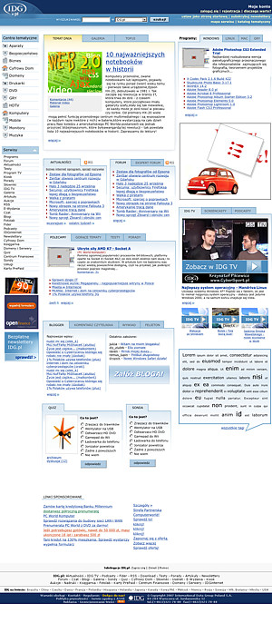 IDG - projekt graficzny strony głównej 2008